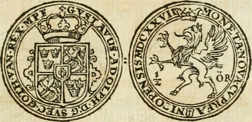 An illustration from Thesaurus nummorum sueo-gothicorum : studio indefesso Eliae Brenneri L. annorum spatio collectus, secundum seriem temporum dispositus, atqve e tenebris, cum commentatione in apricum prolatus ; accessit ejusdem auctoris Libellus de nummophylaciis Sveciae: de scriptoribus rei nummariae svethicae, atque de thesauris, seu variis vetustorum nummorum cumulis, passim per Sveoniam fortuito casu repertis, 1731, leaf 268