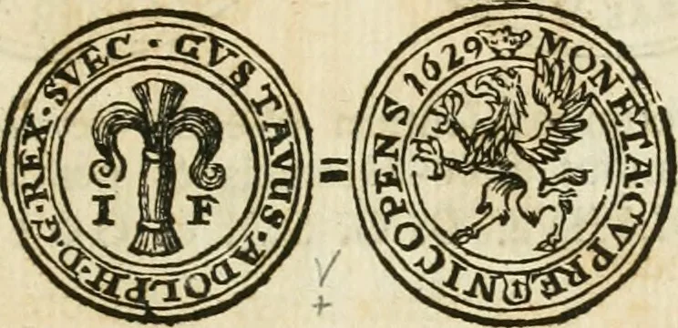 An illustration from Thesaurus nummorum sueo-gothicorum : studio indefesso Eliae Brenneri L. annorum spatio collectus, secundum seriem temporum dispositus, atqve e tenebris, cum commentatione in apricum prolatus ; accessit ejusdem auctoris Libellus de nummophylaciis Sveciae: de scriptoribus rei nummariae svethicae, atque de thesauris, seu variis vetustorum nummorum cumulis, passim per Sveoniam fortuito casu repertis, 1731, leaf 268