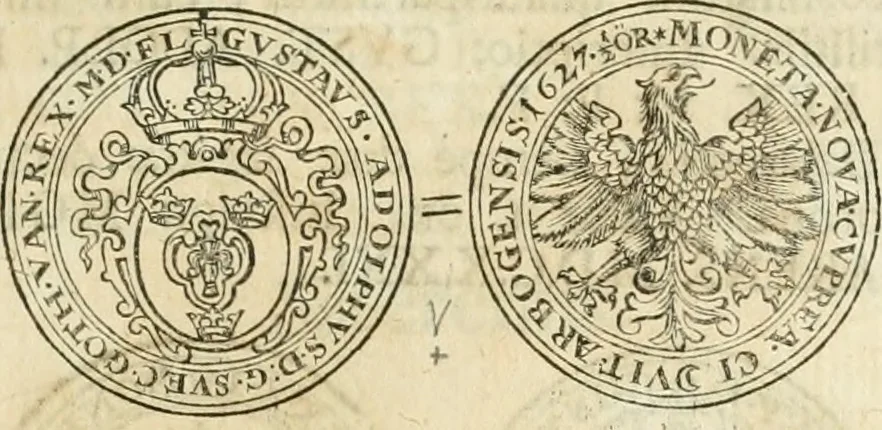 An illustration from Thesaurus nummorum sueo-gothicorum : studio indefesso Eliae Brenneri L. annorum spatio collectus, secundum seriem temporum dispositus, atqve e tenebris, cum commentatione in apricum prolatus ; accessit ejusdem auctoris Libellus de nummophylaciis Sveciae: de scriptoribus rei nummariae svethicae, atque de thesauris, seu variis vetustorum nummorum cumulis, passim per Sveoniam fortuito casu repertis, 1731, leaf 270