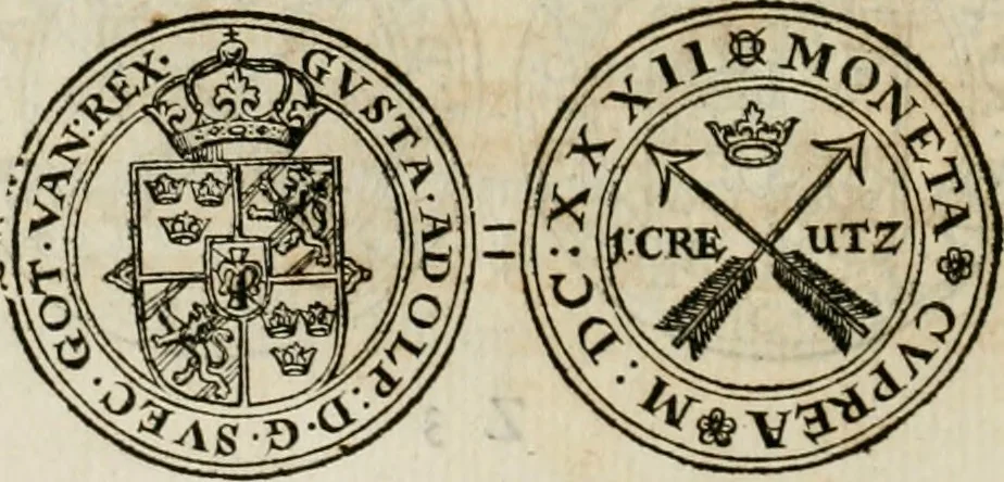 An illustration from Thesaurus nummorum sueo-gothicorum : studio indefesso Eliae Brenneri L. annorum spatio collectus, secundum seriem temporum dispositus, atqve e tenebris, cum commentatione in apricum prolatus ; accessit ejusdem auctoris Libellus de nummophylaciis Sveciae: de scriptoribus rei nummariae svethicae, atque de thesauris, seu variis vetustorum nummorum cumulis, passim per Sveoniam fortuito casu repertis, 1731, leaf 271