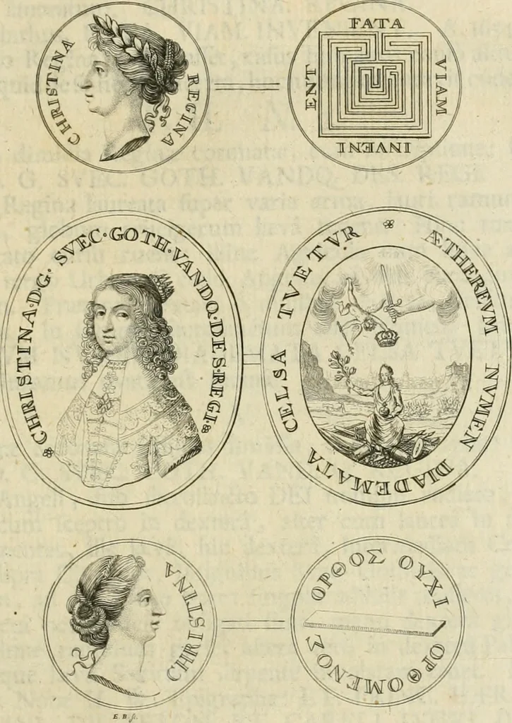 An illustration from Thesaurus nummorum sueo-gothicorum : studio indefesso Eliae Brenneri L. annorum spatio collectus, secundum seriem temporum dispositus, atqve e tenebris, cum commentatione in apricum prolatus ; accessit ejusdem auctoris Libellus de nummophylaciis Sveciae: de scriptoribus rei nummariae svethicae, atque de thesauris, seu variis vetustorum nummorum cumulis, passim per Sveoniam fortuito casu repertis, 1731, leaf 276