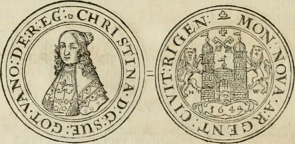 An illustration from Thesaurus nummorum sueo-gothicorum : studio indefesso Eliae Brenneri L. annorum spatio collectus, secundum seriem temporum dispositus, atqve e tenebris, cum commentatione in apricum prolatus ; accessit ejusdem auctoris Libellus de nummophylaciis Sveciae: de scriptoribus rei nummariae svethicae, atque de thesauris, seu variis vetustorum nummorum cumulis, passim per Sveoniam fortuito casu repertis, 1731, leaf 303