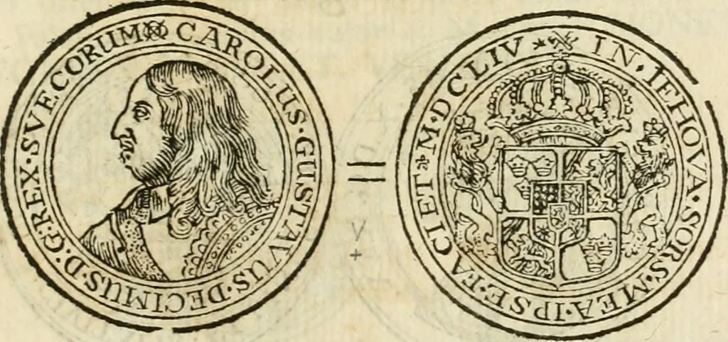An illustration from Thesaurus nummorum sueo-gothicorum : studio indefesso Eliae Brenneri L. annorum spatio collectus, secundum seriem temporum dispositus, atqve e tenebris, cum commentatione in apricum prolatus ; accessit ejusdem auctoris Libellus de nummophylaciis Sveciae: de scriptoribus rei nummariae svethicae, atque de thesauris, seu variis vetustorum nummorum cumulis, passim per Sveoniam fortuito casu repertis, 1731, leaf 324