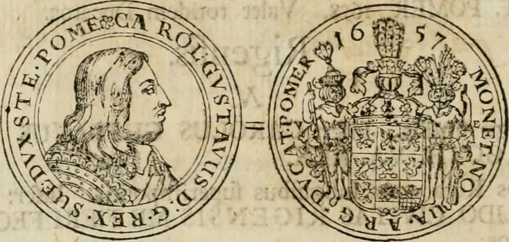 An illustration from Thesaurus nummorum sueo-gothicorum : studio indefesso Eliae Brenneri L. annorum spatio collectus, secundum seriem temporum dispositus, atqve e tenebris, cum commentatione in apricum prolatus ; accessit ejusdem auctoris Libellus de nummophylaciis Sveciae: de scriptoribus rei nummariae svethicae, atque de thesauris, seu variis vetustorum nummorum cumulis, passim per Sveoniam fortuito casu repertis, 1731, leaf 325