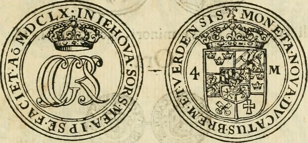 An illustration from Thesaurus nummorum sueo-gothicorum : studio indefesso Eliae Brenneri L. annorum spatio collectus, secundum seriem temporum dispositus, atqve e tenebris, cum commentatione in apricum prolatus ; accessit ejusdem auctoris Libellus de nummophylaciis Sveciae: de scriptoribus rei nummariae svethicae, atque de thesauris, seu variis vetustorum nummorum cumulis, passim per Sveoniam fortuito casu repertis, 1731, leaf 326