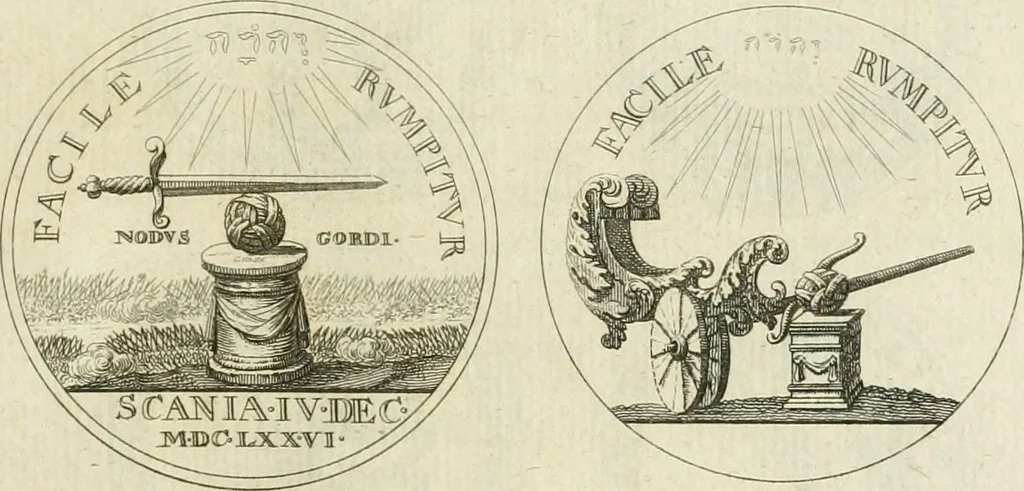 An illustration from Thesaurus nummorum sueo-gothicorum : studio indefesso Eliae Brenneri L. annorum spatio collectus, secundum seriem temporum dispositus, atqve e tenebris, cum commentatione in apricum prolatus ; accessit ejusdem auctoris Libellus de nummophylaciis Sveciae: de scriptoribus rei nummariae svethicae, atque de thesauris, seu variis vetustorum nummorum cumulis, passim per Sveoniam fortuito casu repertis, 1731, leaf 340
