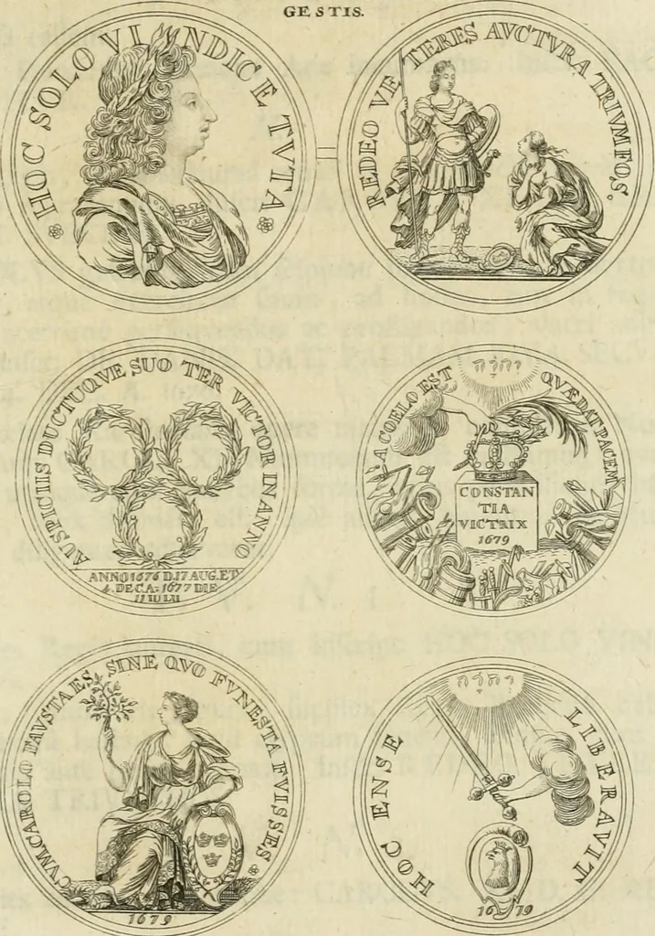 An illustration from Thesaurus nummorum sueo-gothicorum : studio indefesso Eliae Brenneri L. annorum spatio collectus, secundum seriem temporum dispositus, atqve e tenebris, cum commentatione in apricum prolatus ; accessit ejusdem auctoris Libellus de nummophylaciis Sveciae: de scriptoribus rei nummariae svethicae, atque de thesauris, seu variis vetustorum nummorum cumulis, passim per Sveoniam fortuito casu repertis, 1731, leaf 342