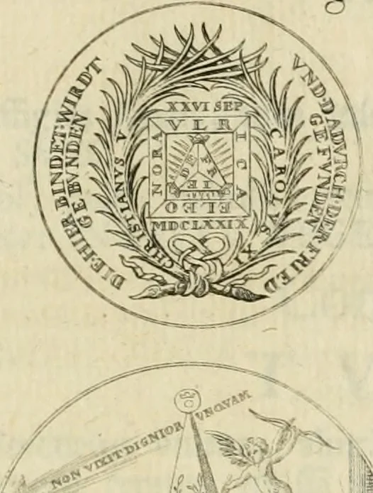 An illustration from Thesaurus nummorum sueo-gothicorum : studio indefesso Eliae Brenneri L. annorum spatio collectus, secundum seriem temporum dispositus, atqve e tenebris, cum commentatione in apricum prolatus ; accessit ejusdem auctoris Libellus de nummophylaciis Sveciae: de scriptoribus rei nummariae svethicae, atque de thesauris, seu variis vetustorum nummorum cumulis, passim per Sveoniam fortuito casu repertis, 1731, leaf 346