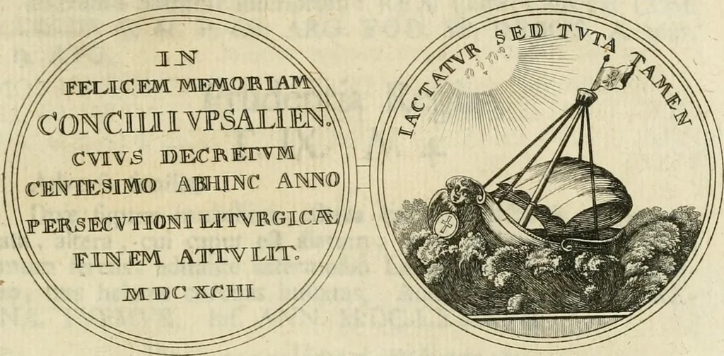 An illustration from Thesaurus nummorum sueo-gothicorum : studio indefesso Eliae Brenneri L. annorum spatio collectus, secundum seriem temporum dispositus, atqve e tenebris, cum commentatione in apricum prolatus ; accessit ejusdem auctoris Libellus de nummophylaciis Sveciae: de scriptoribus rei nummariae svethicae, atque de thesauris, seu variis vetustorum nummorum cumulis, passim per Sveoniam fortuito casu repertis, 1731, leaf 360