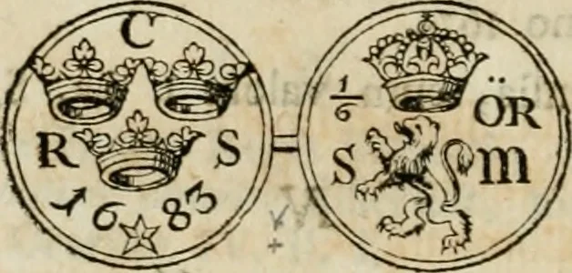 An illustration from Thesaurus nummorum sueo-gothicorum : studio indefesso Eliae Brenneri L. annorum spatio collectus, secundum seriem temporum dispositus, atqve e tenebris, cum commentatione in apricum prolatus ; accessit ejusdem auctoris Libellus de nummophylaciis Sveciae: de scriptoribus rei nummariae svethicae, atque de thesauris, seu variis vetustorum nummorum cumulis, passim per Sveoniam fortuito casu repertis, 1731, leaf 379