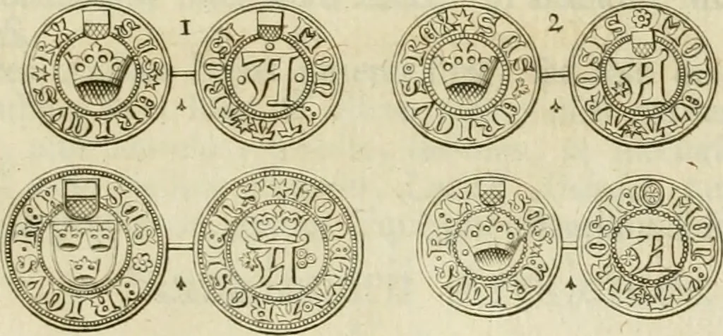 An illustration from Thesaurus nummorum sueo-gothicorum : studio indefesso Eliae Brenneri L. annorum spatio collectus, secundum seriem temporum dispositus, atqve e tenebris, cum commentatione in apricum prolatus ; accessit ejusdem auctoris Libellus de nummophylaciis Sveciae: de scriptoribus rei nummariae svethicae, atque de thesauris, seu variis vetustorum nummorum cumulis, passim per Sveoniam fortuito casu repertis, 1731, leaf 74