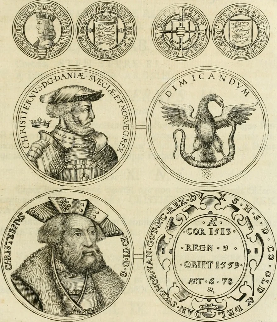 An illustration from Thesaurus nummorum sueo-gothicorum : studio indefesso Eliae Brenneri L. annorum spatio collectus, secundum seriem temporum dispositus, atqve e tenebris, cum commentatione in apricum prolatus ; accessit ejusdem auctoris Libellus de nummophylaciis Sveciae: de scriptoribus rei nummariae svethicae, atque de thesauris, seu variis vetustorum nummorum cumulis, passim per Sveoniam fortuito casu repertis, 1731, leaf 86