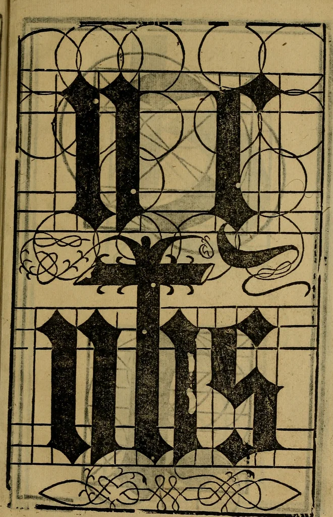 An illustration from Thesavro de scrittori : opera artificiosa, laquale con grandissima arte, si per pratica come per geometria, insegna a scriuere diuerse sorte littere, cioe cancellerescha, merchantescha, formata, cursiua, antiqua, moderna et bastarda, de piu sorte : cum uiarij e bellissimi exempli & altre sorte littere de uarie lingue, cioe grecha, hebraicha, caldea & arabicha : tutte extratte da diuersi et probatissimi auttori, & massimamente da lo praeclarissimo Sigismvndo Fanto, nobile ferrarese, mathematico et architettore eruditissimo, dele mesure e ragione de littere primo inuentore, 1532, leaf 56