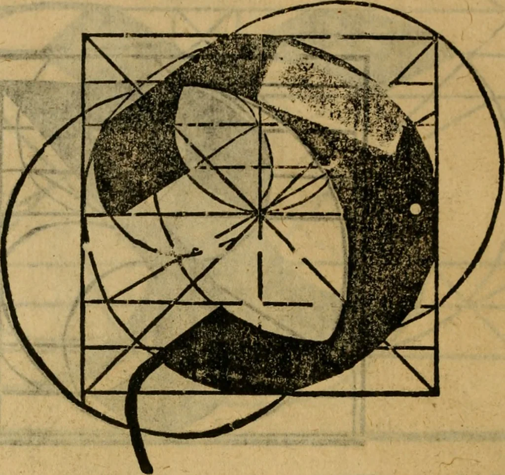 An illustration from Thesavro de scrittori : opera artificiosa, laquale con grandissima arte, si per pratica come per geometria, insegna a scriuere diuerse sorte littere, cioe cancellerescha, merchantescha, formata, cursiua, antiqua, moderna et bastarda, de piu sorte : cum uiarij e bellissimi exempli & altre sorte littere de uarie lingue, cioe grecha, hebraicha, caldea & arabicha : tutte extratte da diuersi et probatissimi auttori, & massimamente da lo praeclarissimo Sigismvndo Fanto, nobile ferrarese, mathematico et architettore eruditissimo, dele mesure e ragione de littere primo inuentore, 1532, leaf 71