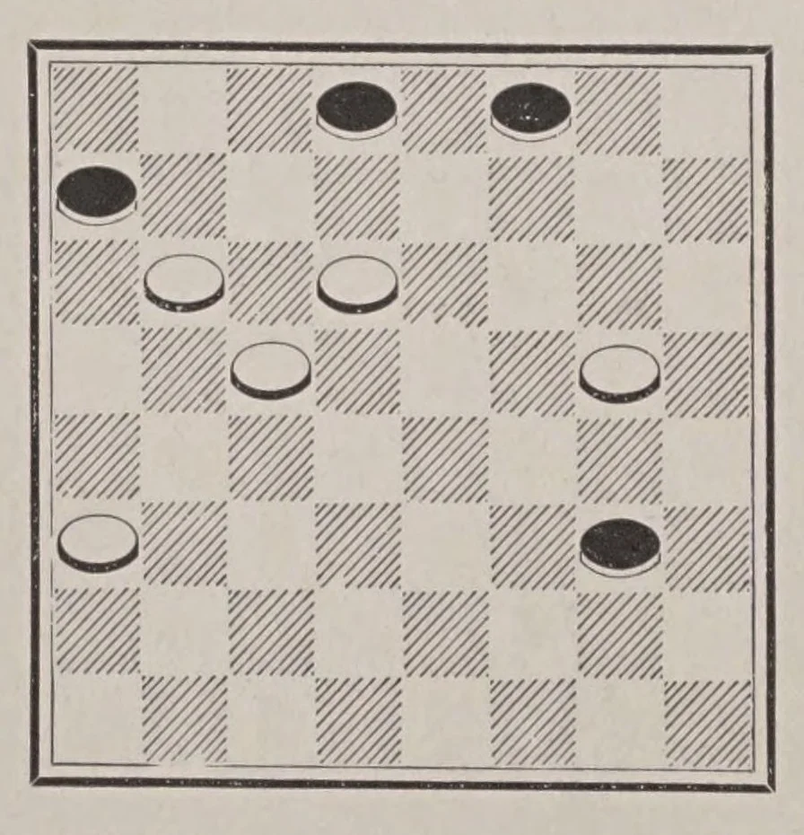 An illustration from The Third American tourney : at Chicago, Illinois, January 11th to 15th, 1915 for the Checker Championship of America and $500.00 in prizes, 1915, leaf 110