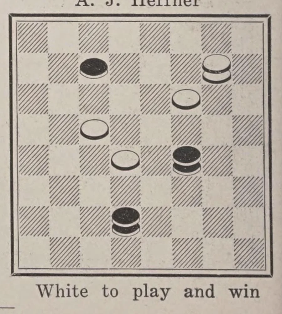 An illustration from The Third American tourney : at Chicago, Illinois, January 11th to 15th, 1915 for the Checker Championship of America and $500.00 in prizes, 1915, leaf 336