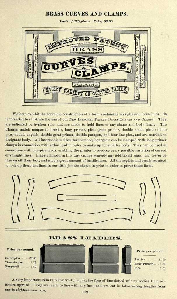 An illustration from Third revised specimen book and price list of printing material, 1887, leaf 249