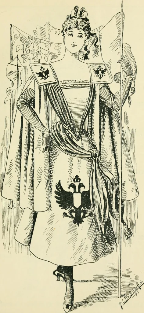 An illustration from Thirty original sketches for fancy costumes : specially drawn, from our suggestions, by R. L. Bööcke, 1894, leaf 10