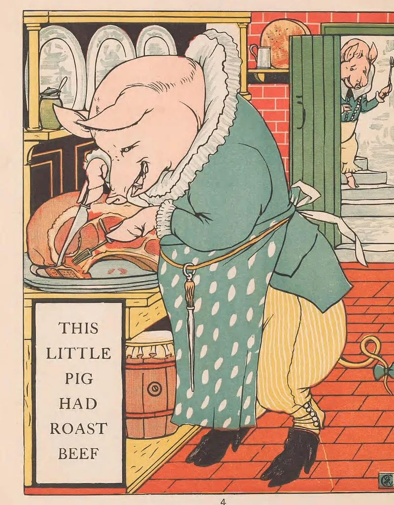 An illustration from This little pig, his picture book : containing, This little pig, The fairy ship, King Luckieboy, 1895, leaf 16