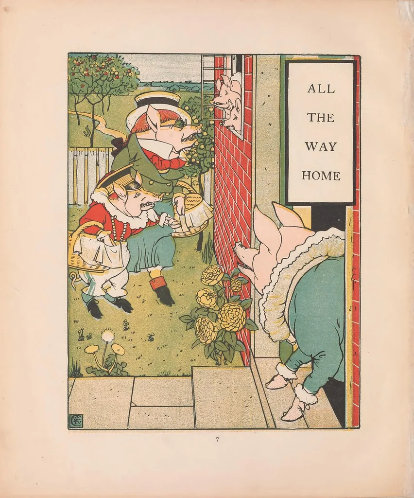 An illustration from This little pig, his picture book : containing, This little pig, The fairy ship, King Luckieboy, 1895, leaf 22