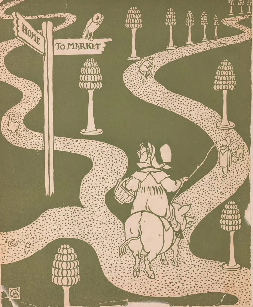 An illustration from This little pig, his picture book : containing, This little pig, The fairy ship, King Luckieboy, 1895, leaf 6