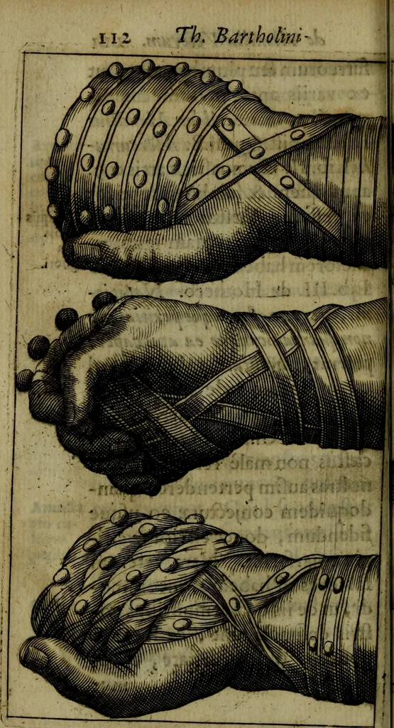 An illustration from Thomae Bartholini De armillis veterum schedion : accessit Olai Wormii De aureo cornu Danico ad Licetum responsio, 1676, leaf 129