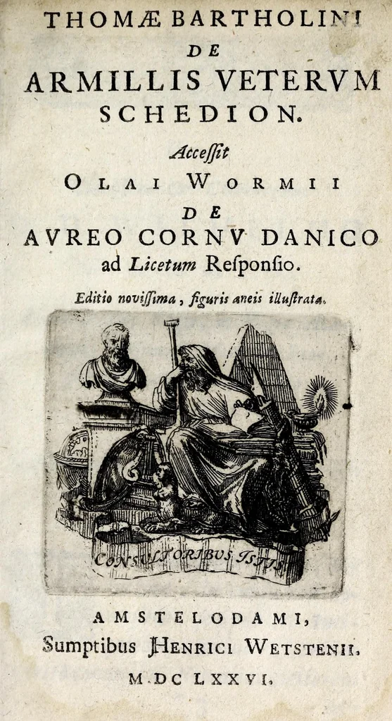 An illustration from Thomae Bartholini De armillis veterum schedion ; accessit Olai Wormii De aureo cornu Danico ad Licetum responsio, 1676, leaf 11