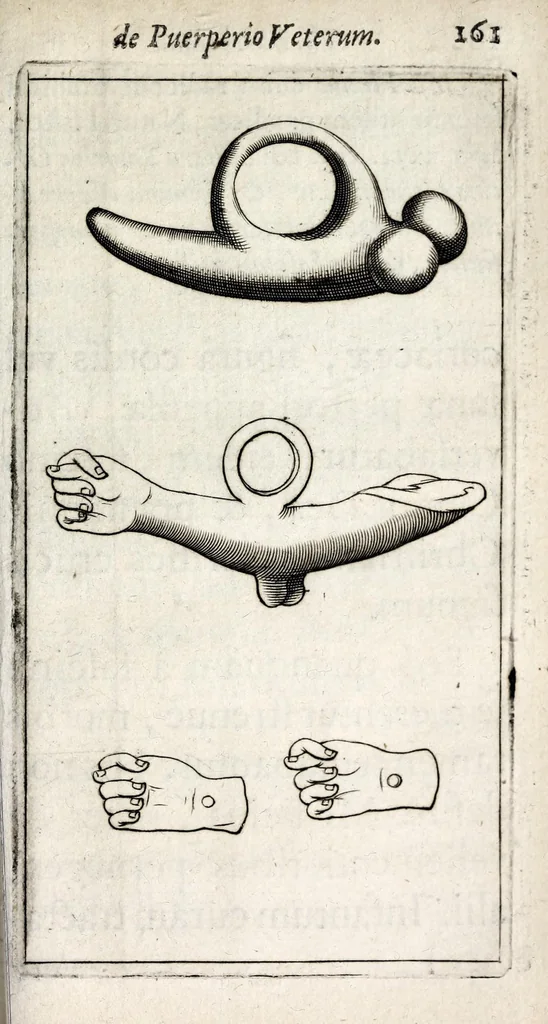An illustration from Thomae Bartholini Antiquitatum veteris puerperii, 1676, leaf 173