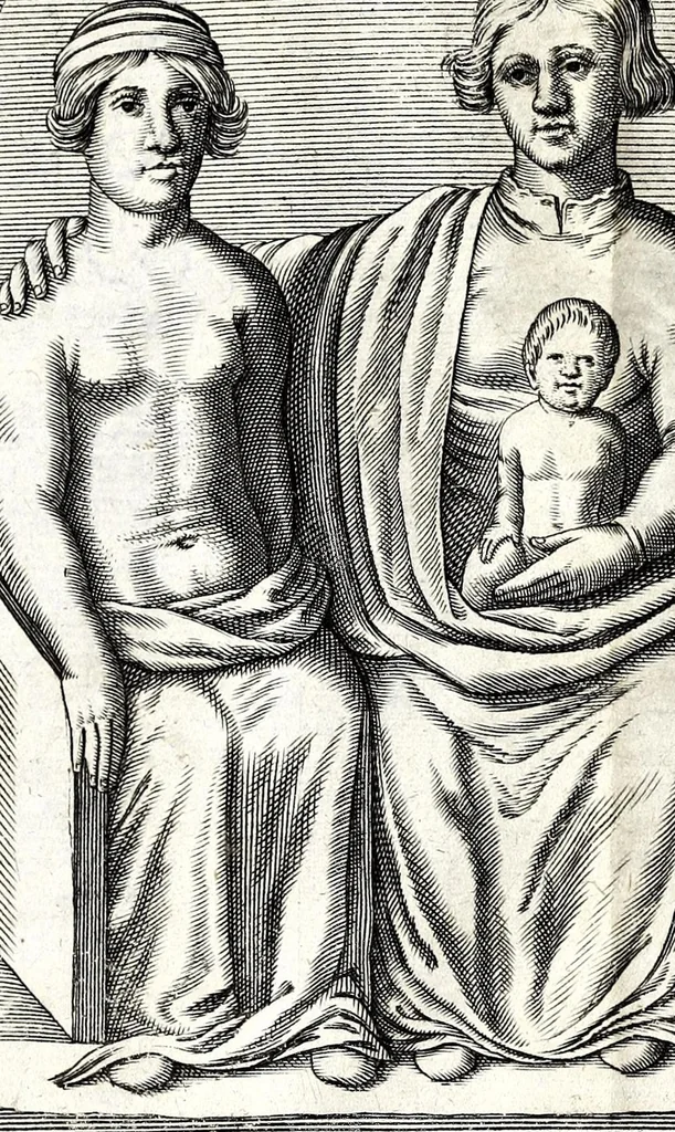 An illustration from Thomae Bartholini Antiquitatum veteris puerperii, 1676, leaf 29