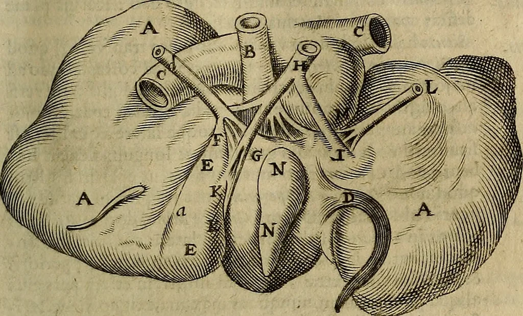 An illustration from Thomae Bartholini Archiatri Danici, Anatome quartum renovata : non tantum ex Institutionibus b.m. parentis, Caspari Bartholini, sed etiam ex omnium cùm veterum, tum recentiorum observationibus, ad circulationem Harveianam, & vasa lymphatica directis : cum iconibus novis et indicibus, 1684, leaf 166
