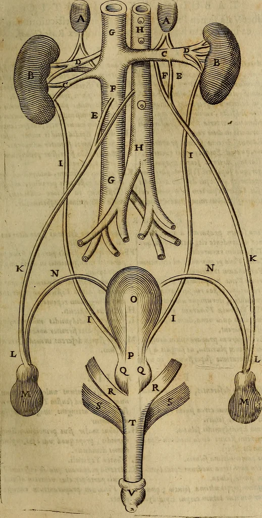An illustration from Thomae Bartholini Archiatri Danici, Anatome quartum renovata : non tantum ex Institutionibus b.m. parentis, Caspari Bartholini, sed etiam ex omnium cùm veterum, tum recentiorum observationibus, ad circulationem Harveianam, & vasa lymphatica directis : cum iconibus novis et indicibus, 1684, leaf 246