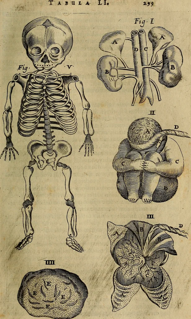 An illustration from Thomae Bartholini Archiatri Danici, Anatome quartum renovata : non tantum ex Institutionibus b.m. parentis, Caspari Bartholini, sed etiam ex omnium cùm veterum, tum recentiorum observationibus, ad circulationem Harveianam, & vasa lymphatica directis : cum iconibus novis et indicibus, 1684, leaf 344
