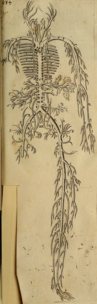 An illustration from Thomae Bartholini Archiatri Danici, Anatome quartum renovata : non tantum ex Institutionibus b.m. parentis, Caspari Bartholini, sed etiam ex omnium cùm veterum, tum recentiorum observationibus, ad circulationem Harveianam, & vasa lymphatica directis : cum iconibus novis et indicibus, 1684, leaf 710