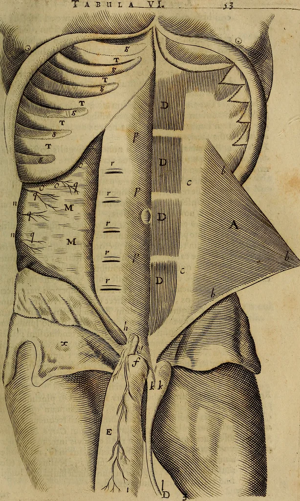 An illustration from Thomae Bartholini Archiatri Danici, Anatome quartum renovata : non tantum ex Institutionibus b.m. parentis, Caspari Bartholini, sed etiam ex omnium cùm veterum, tum recentiorum observationibus, ad circulationem Harveianam, & vasa lymphatica directis : cum iconibus novis et indicibus, 1684, leaf 90