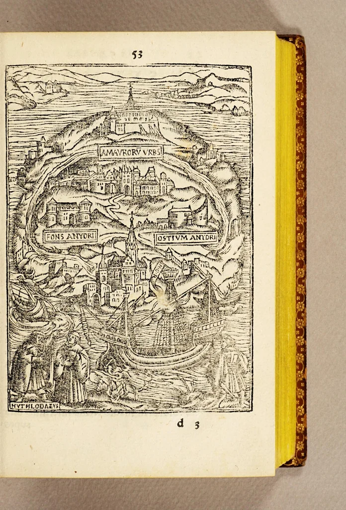 An illustration from Thomae Mori, Angliae ornamenti eximii, Lucubrationes, ab innumeris mendis repurgatæ. ... : Quibus additæ sunt duæ aliorum epistolæ, de uita, moribus & morte Mori, adiuncto rerum notabilium indice, 1563, leaf 91