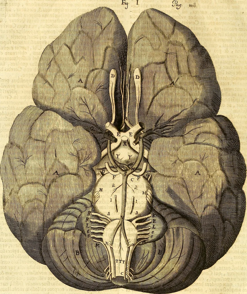 An illustration from Thomae Willis ... Opera omnia, nitidius quàm vnquam hactenus edita, plurimùm emendata, indice rerum copiosissimo, ac distinctione characterum exornata, 1694, leaf 127