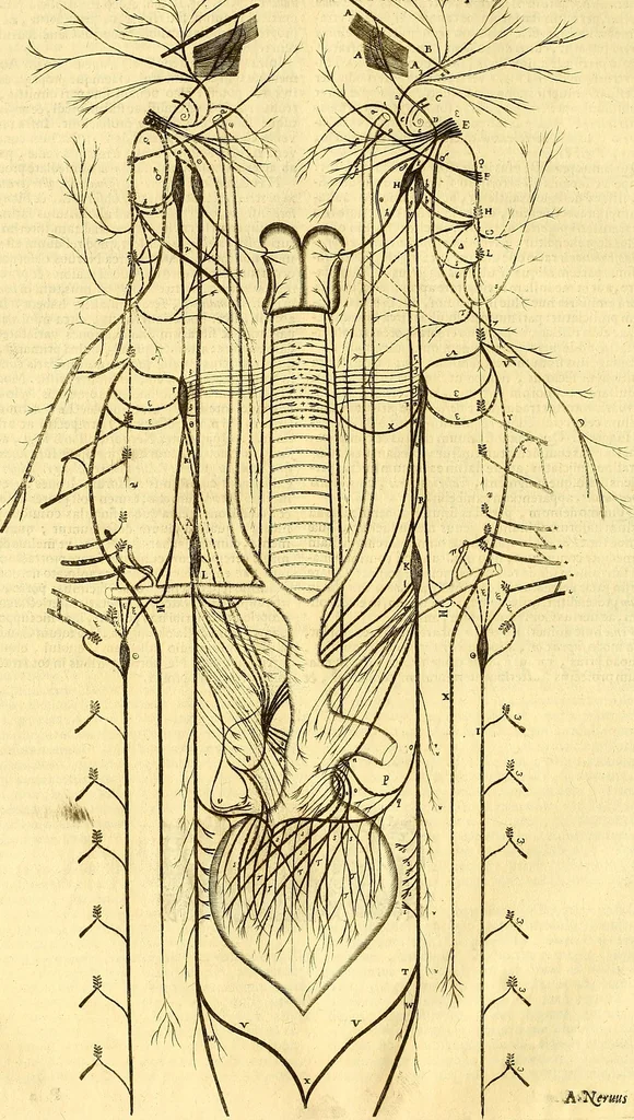 An illustration from Thomae Willis ... Opera omnia, nitidius quàm vnquam hactenus edita, plurimùm emendata, indice rerum copiosissimo, ac distinctione characterum exornata, 1694, leaf 191