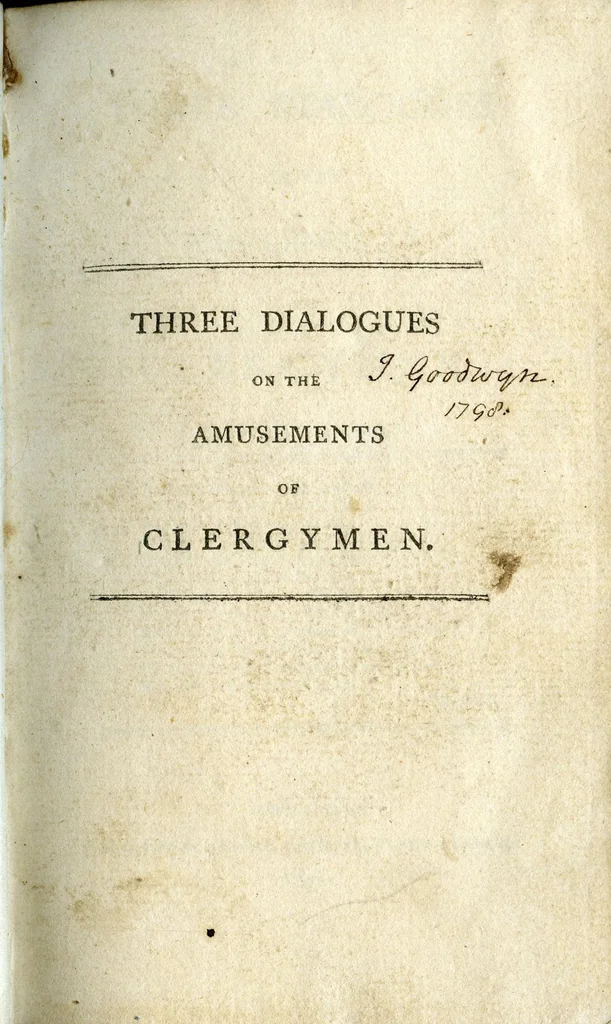 An illustration from Three dialogues on the amusement of clergymen; 1796, 1796, leaf 8
