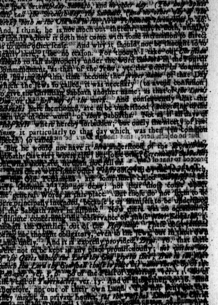 An illustration from A threefold treatise of the Sabbath, distinctly divided into the patriarchall, Mosaicall, Christian Sabbath for the better clearning and manifestation of the truth in this controversie concerning the weekly Sabbath, 1641, leaf 233