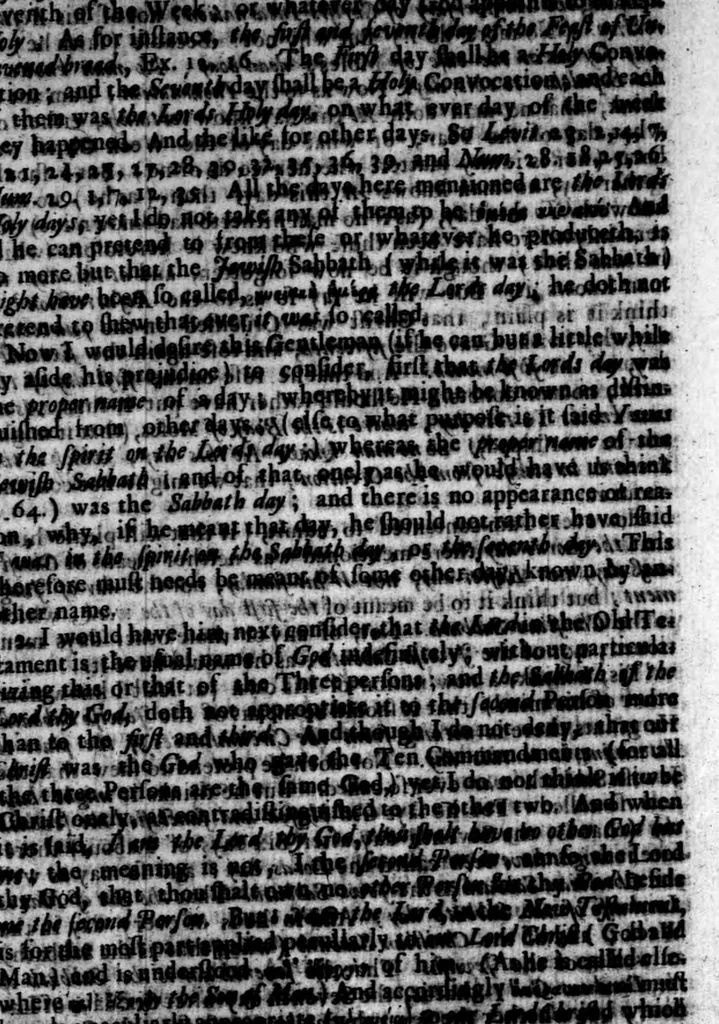 An illustration from A threefold treatise of the Sabbath, distinctly divided into the patriarchall, Mosaicall, Christian Sabbath for the better clearning and manifestation of the truth in this controversie concerning the weekly Sabbath, 1641, leaf 238
