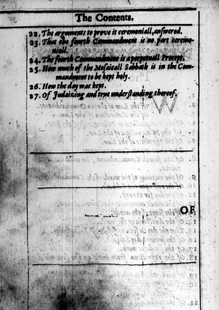 An illustration from A threefold treatise of the Sabbath, distinctly divided into the patriarchall, Mosaicall, Christian Sabbath for the better clearning and manifestation of the truth in this controversie concerning the weekly Sabbath, 1641, leaf 478