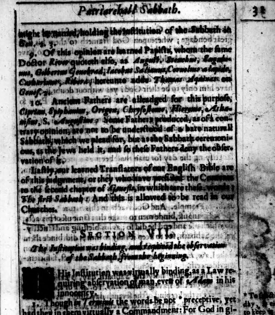 An illustration from A threefold treatise of the Sabbath, distinctly divided into the patriarchall, Mosaicall, Christian Sabbath for the better clearning and manifestation of the truth in this controversie concerning the weekly Sabbath, 1641, leaf 493