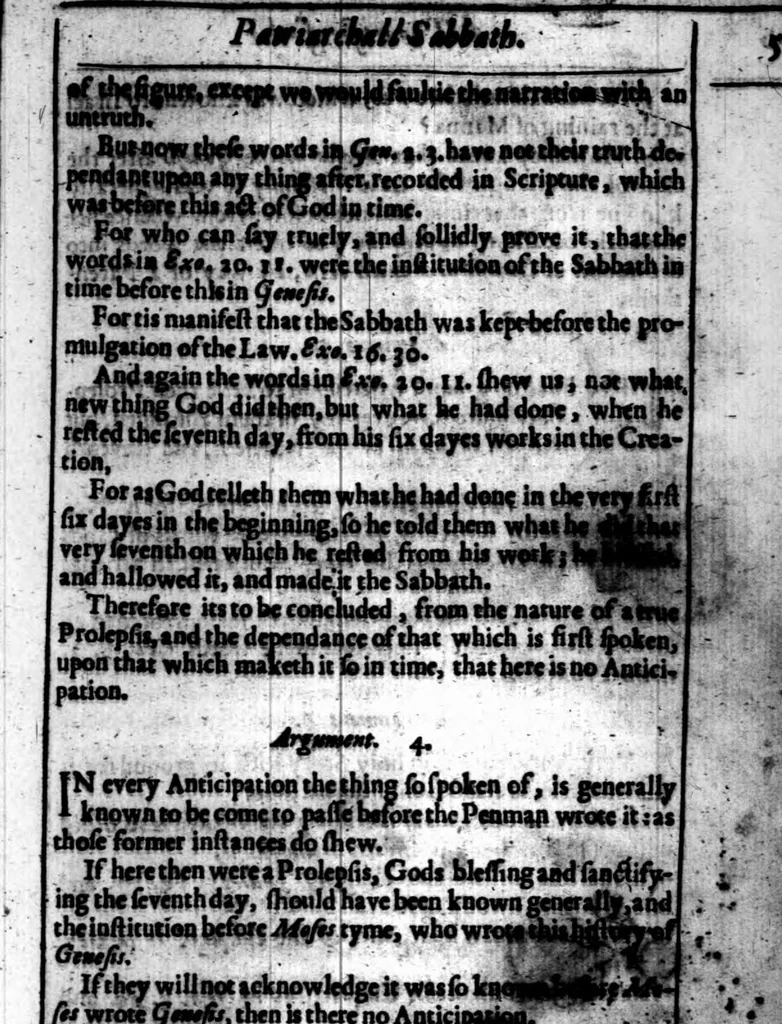 An illustration from A threefold treatise of the Sabbath, distinctly divided into the patriarchall, Mosaicall, Christian Sabbath for the better clearning and manifestation of the truth in this controversie concerning the weekly Sabbath, 1641, leaf 506
