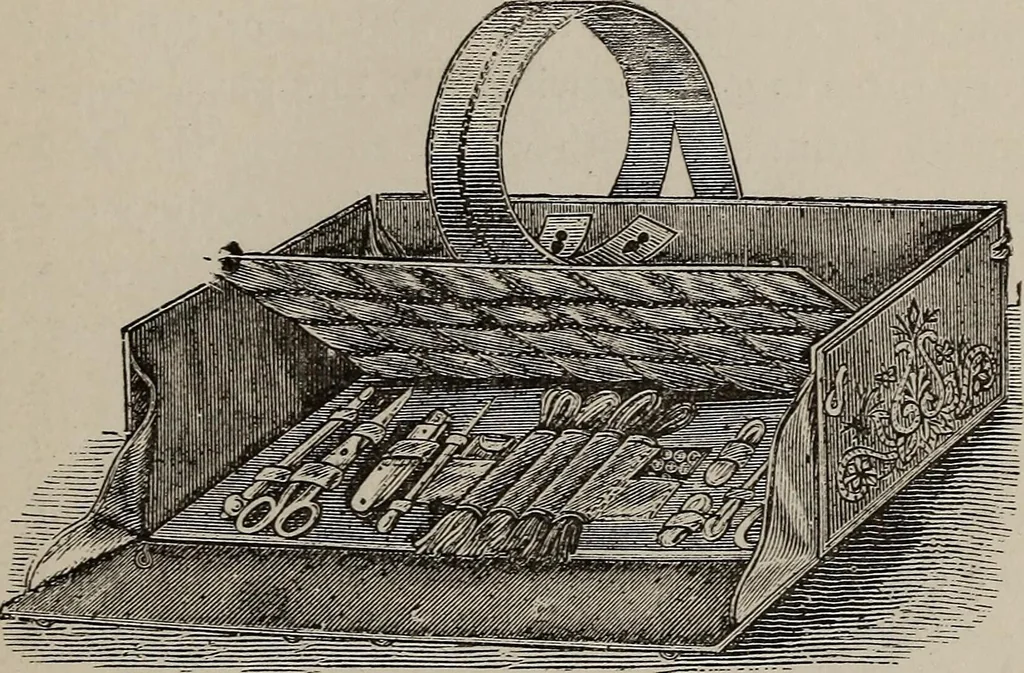 An illustration from Three hundred decorative and fancy articles for presents, fairs, etc., etc. ; with directions for making : and nearly one hundred decorative designs, 1885, leaf 136