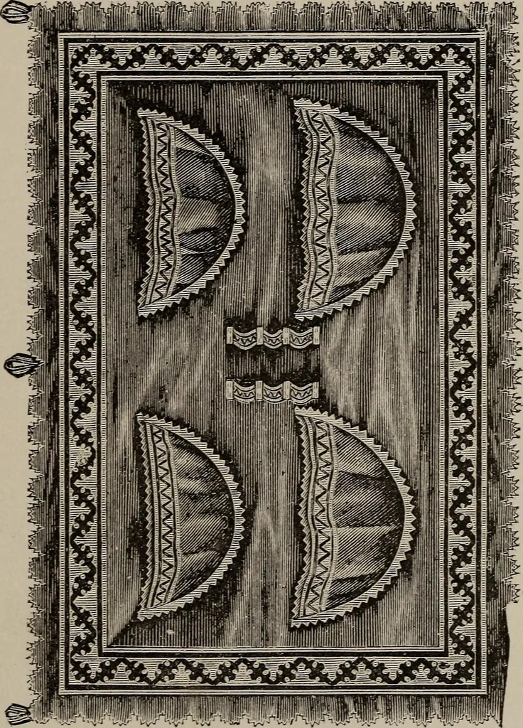 An illustration from Three hundred decorative and fancy articles for presents, fairs, etc., etc. ; with directions for making : and nearly one hundred decorative designs, 1885, leaf 150