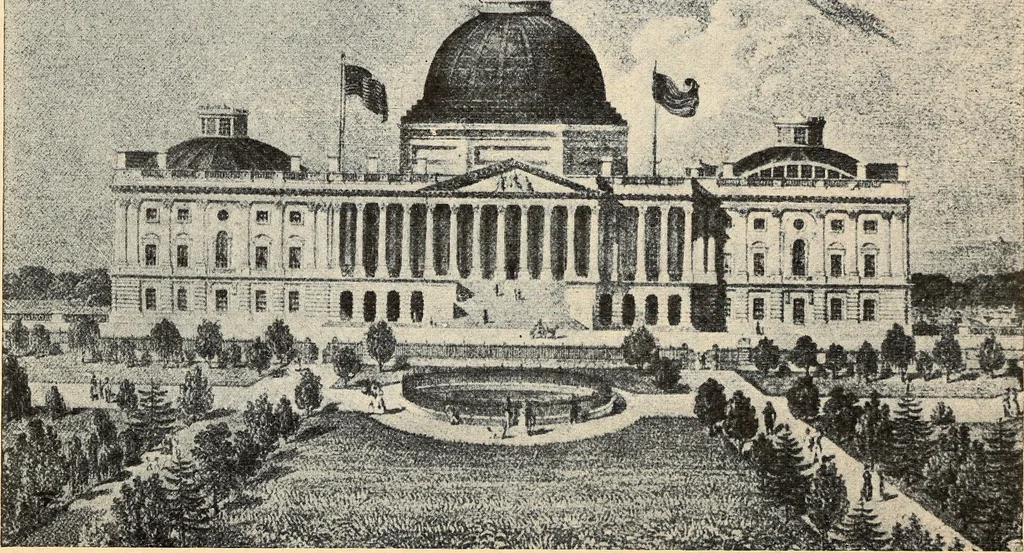 An illustration from Thrilling story of the wonderful Capitol Building and its marvelous decorations, 1912, leaf 7