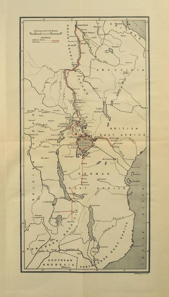 An illustration from Through the heart of Africa : being an account of a journey on bicycles and on foot from Northern Rhodesia, past the great lakes, to Egypt, undertaken when proceeding home on leave in 1910, 1912, leaf 427