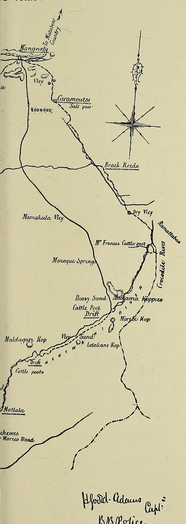 An illustration from Through Matabeleland: the record of a ten months' trip in an ox-wagon through Mashonaland and Matabeleland, 1893, leaf 145