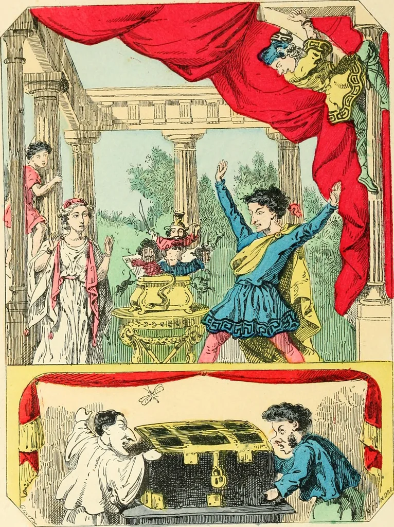 An illustration from Théâtre des marionnettes; texte et composition des dessins, 1880, leaf 73
