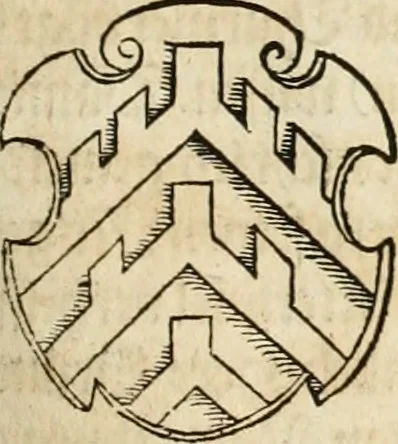 An illustration from Thurnier Buch : von Anfang, Vrsachen, Vrsprung vnd Herkommen der Thurnier im Heyligen Römischen Reich Teutscher Nation, wie viel offentlicher Landthurnier von Keyser Heinrich dem Ersten dieses Namens an biss auff den jetztregierenden Keyser Maximilian den Andern ... vnd in welchen Stetten die alle gehalten ... Alles jetzunder von neuwem zusammen getragen, mit schönen neuwen Figuren, sonderlich auch der adelischen Wappen, auffs schönest zugericht .., 1566, leaf 102